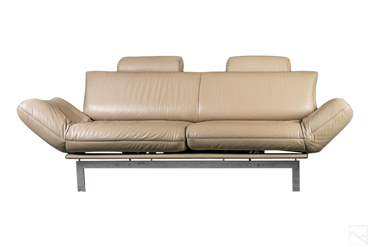 De Sede Modern Chrome and Leather Swiss Sofa Couch