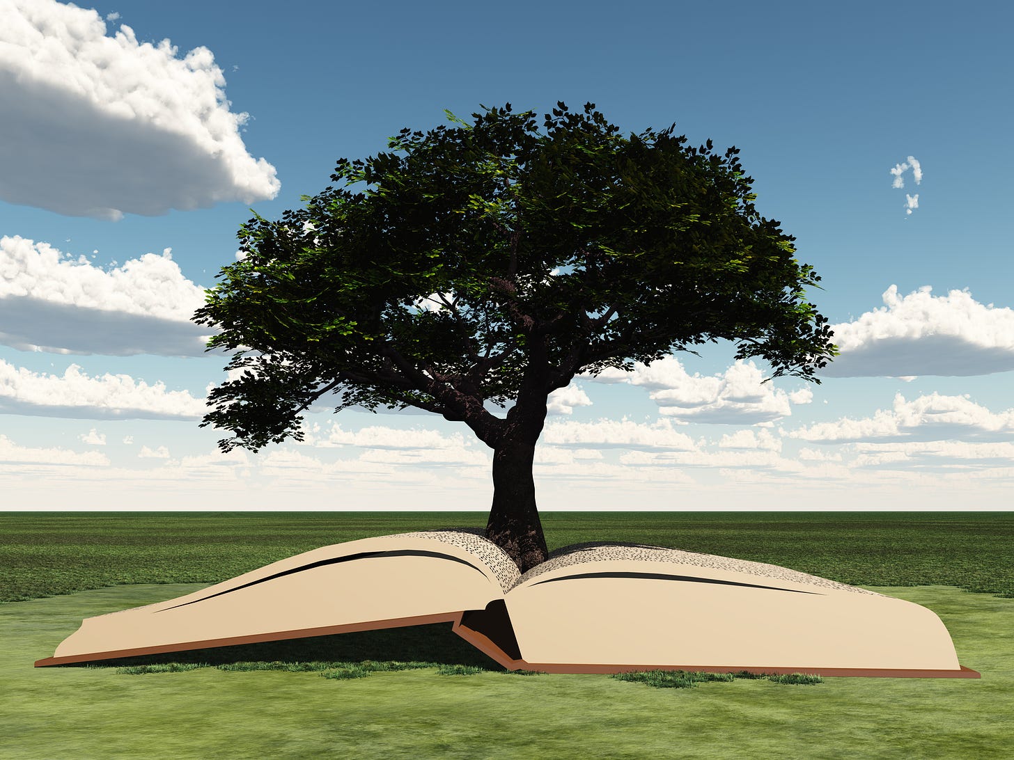 Tree coming out of a gigantic book