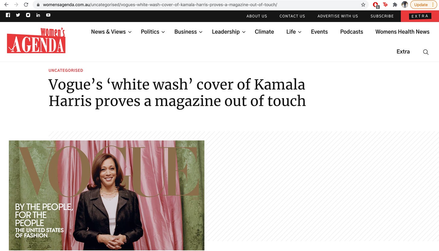Vogue accused of making Kamala a gora