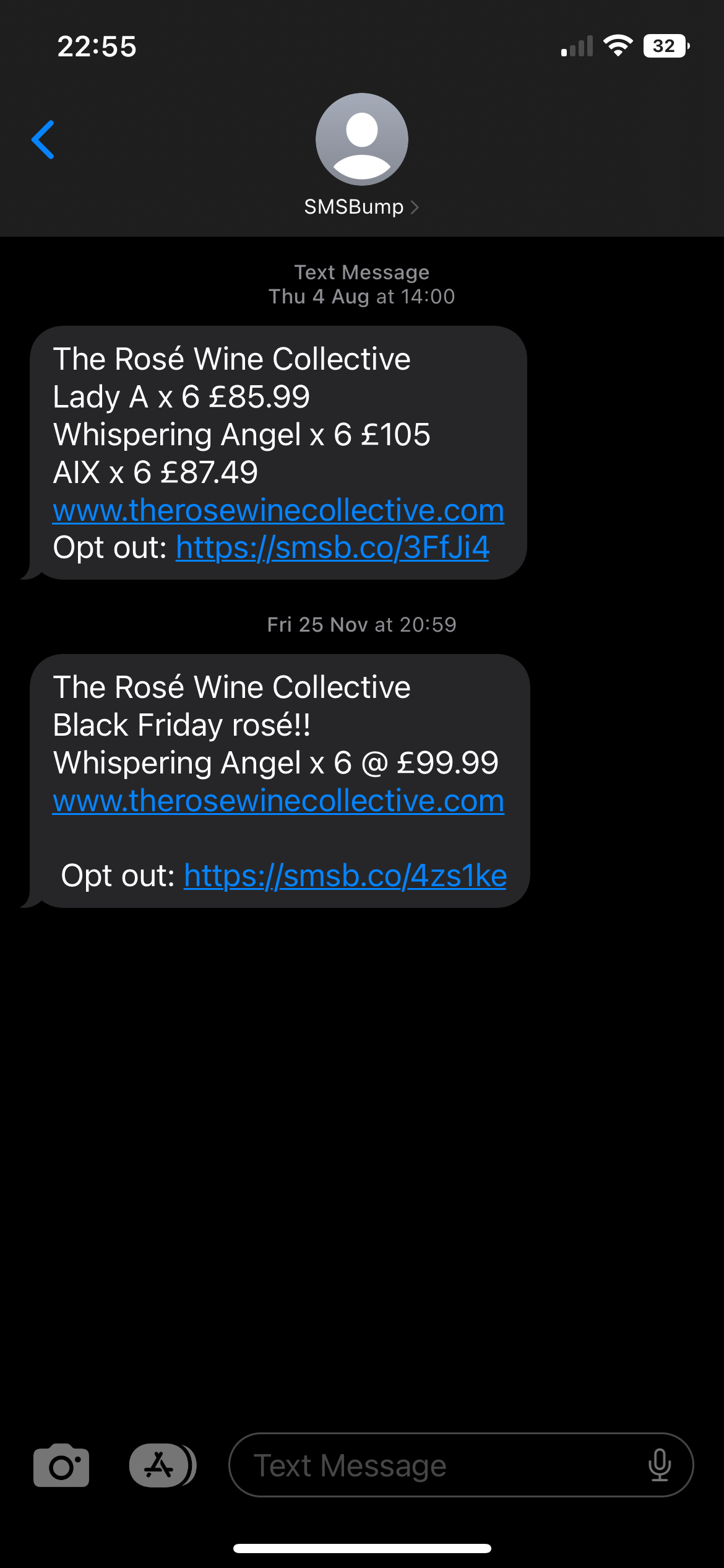 humourous text from a rose wine seller a little like a drug dealer talking about deals