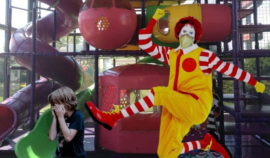 Triple Masked Ronald McDonald Accused of Evicting Children From Restaurant Play Area