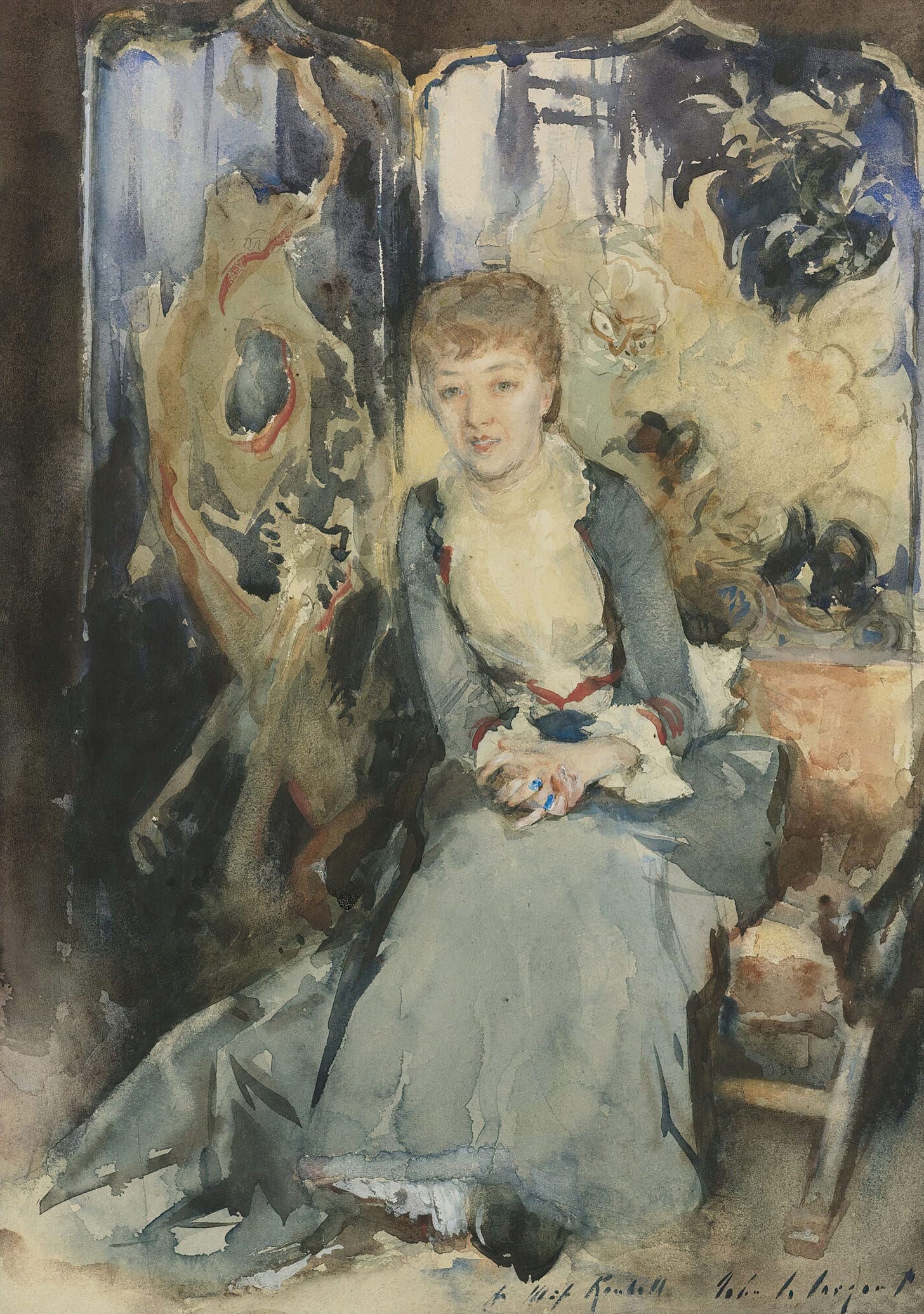 Mrs Reubell Seated In Front Of A Screen (circa 1884)