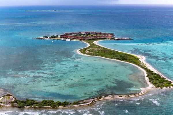 An aerial view of Dry Tortugas National Park.