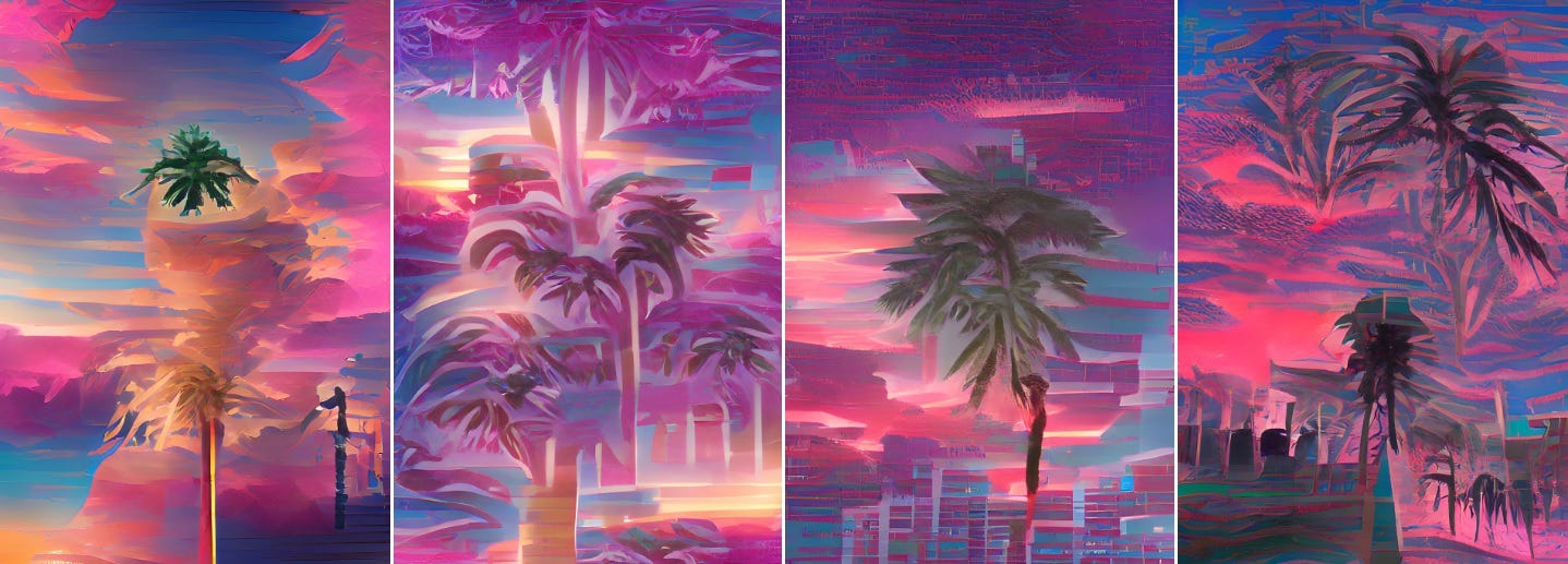 More vaporwave imagery. Machines can't think or feel, so this picture doesn't actually communicate anything.