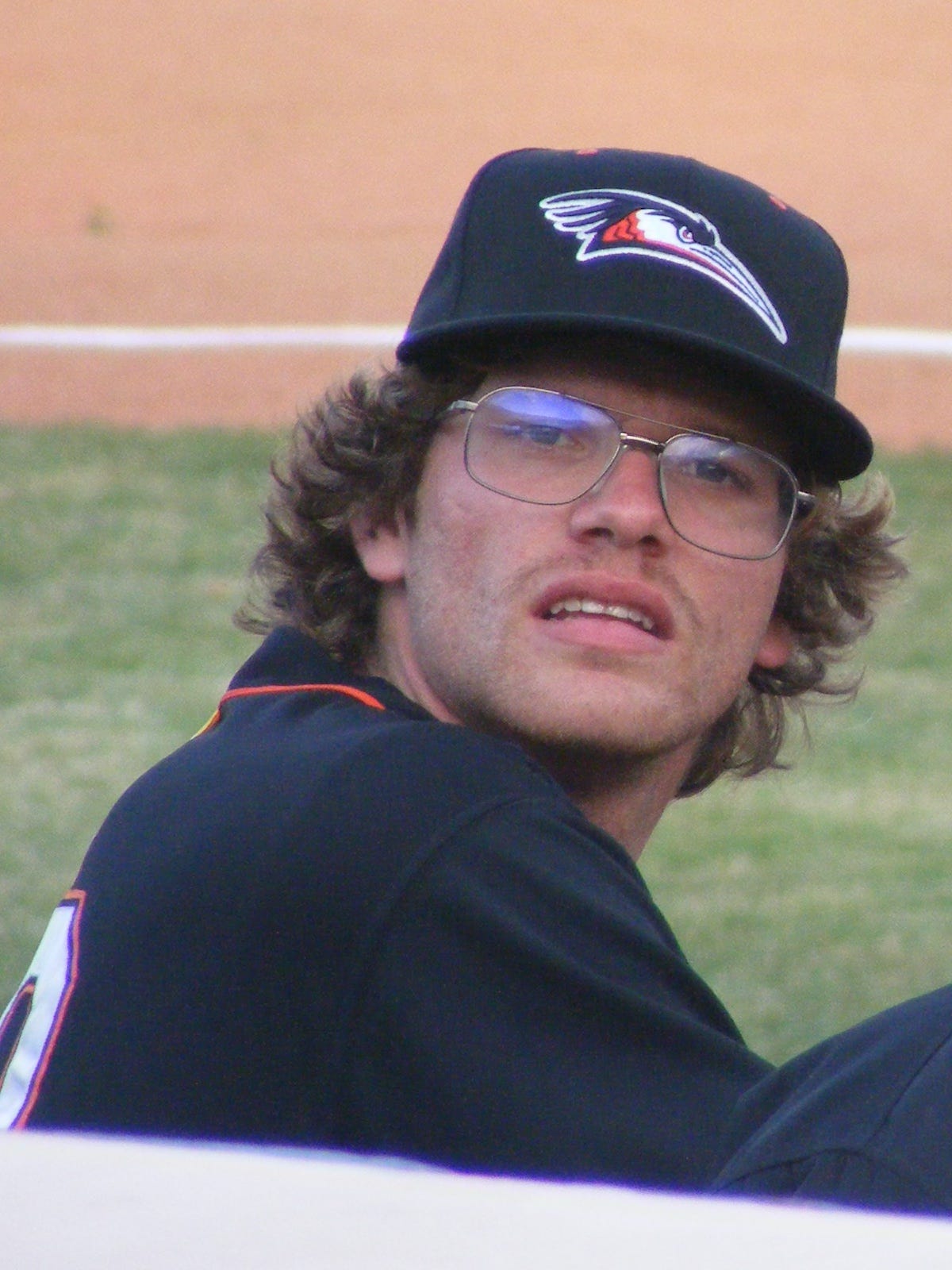 Ryan Berry checks out his new baseball home before an exhibition game on April 6. Photo by Kim Corkran.