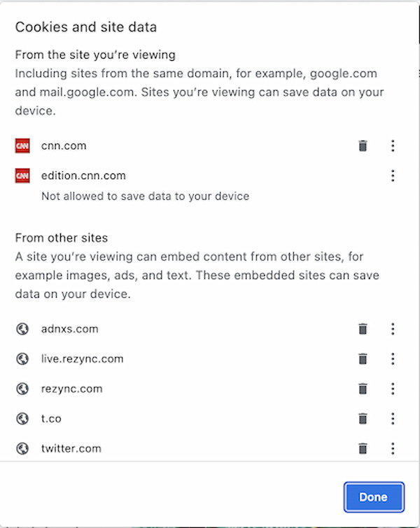 Chrome 108 release cookies and site information