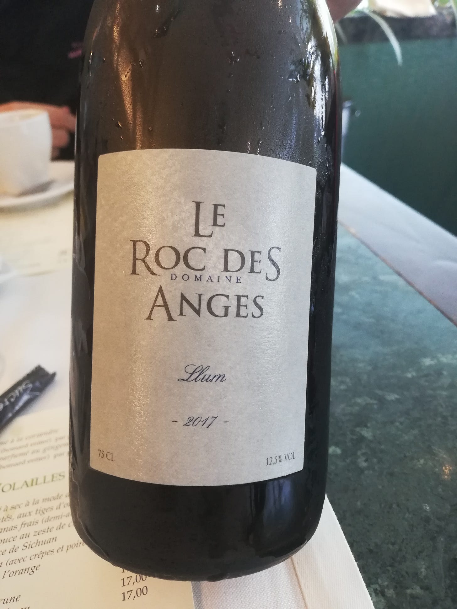 bouteille de Llum, le Roc des anges 2017, vin blanc