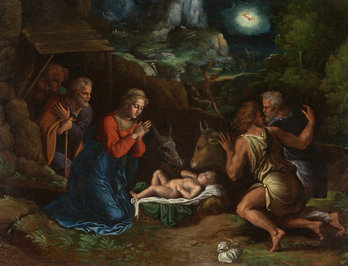 The Adoration of the Shepherds (ca. 1535–40) by Girolamo Da Carpi (Italian, 1501-1556)