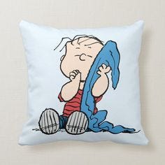 Peanuts Linus & His Blanket Throw Pillow Size: Throw Pillow 16" x 16". Color: brown. Gender: unisex. Age Group: adult. Pattern: check.