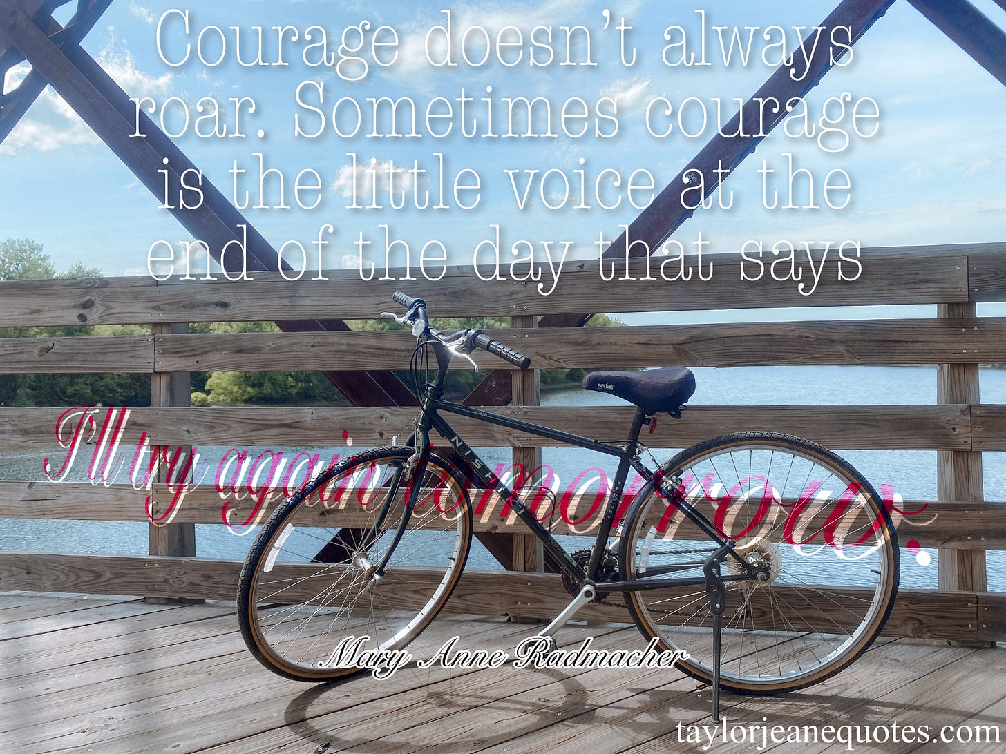 taylor jeane quotes, taylor jeane, taylor wilson, quote of the day, quotes, mary anne radmacher, mary anne radmacher quotes, inspirational quotes, motivational quotes, positive quotes, courage quotes, courageous quotes, be courageous quotes, bravery quotes, keep going quotes, believe in yourself quotes, life quotes, never quit quotes