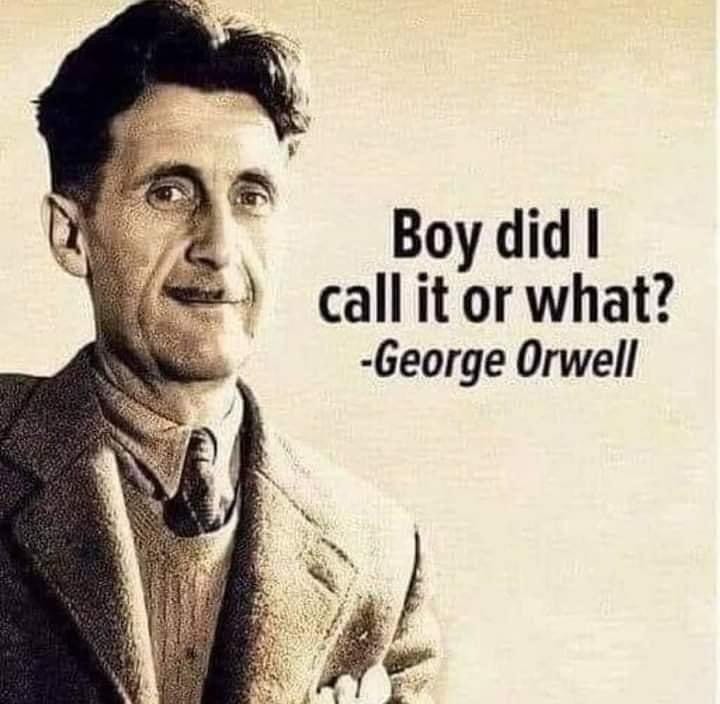 May be an image of 1 person and text that says 'call Bo did I I or what? -George Orwell'