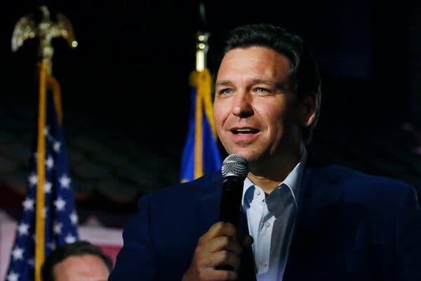 Gov. Ron DeSantis is scheduled to speak on Sunday at an event at Chelsea Piers. Gay rights activists plan to protest outside the complex. 