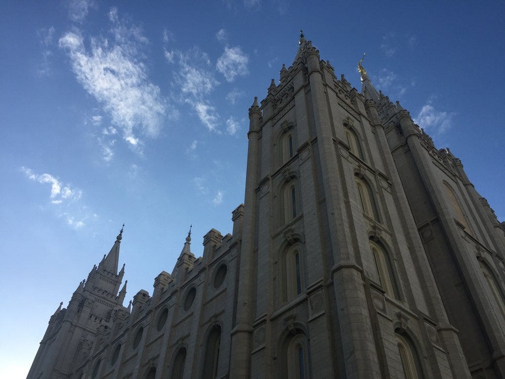I took this photo of the Salt Lake Temple in 2018 while reporting for my podcast  Mosaic.