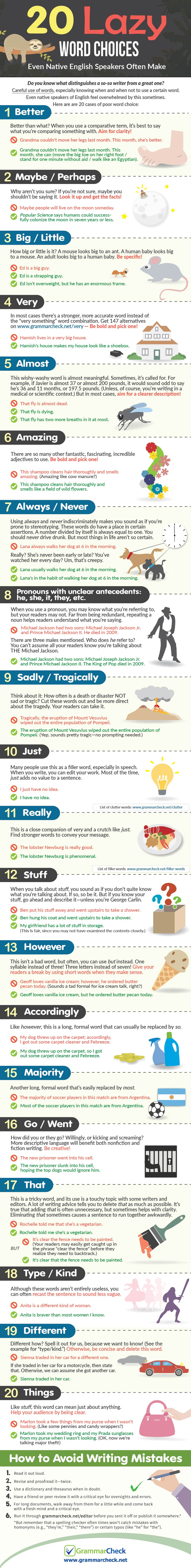 20 Lazy Word Choices Even Native English Speakers Often Make (Infographic) 20 Lazy Word Choices Even Native English Speakers Often Make (Infographic)