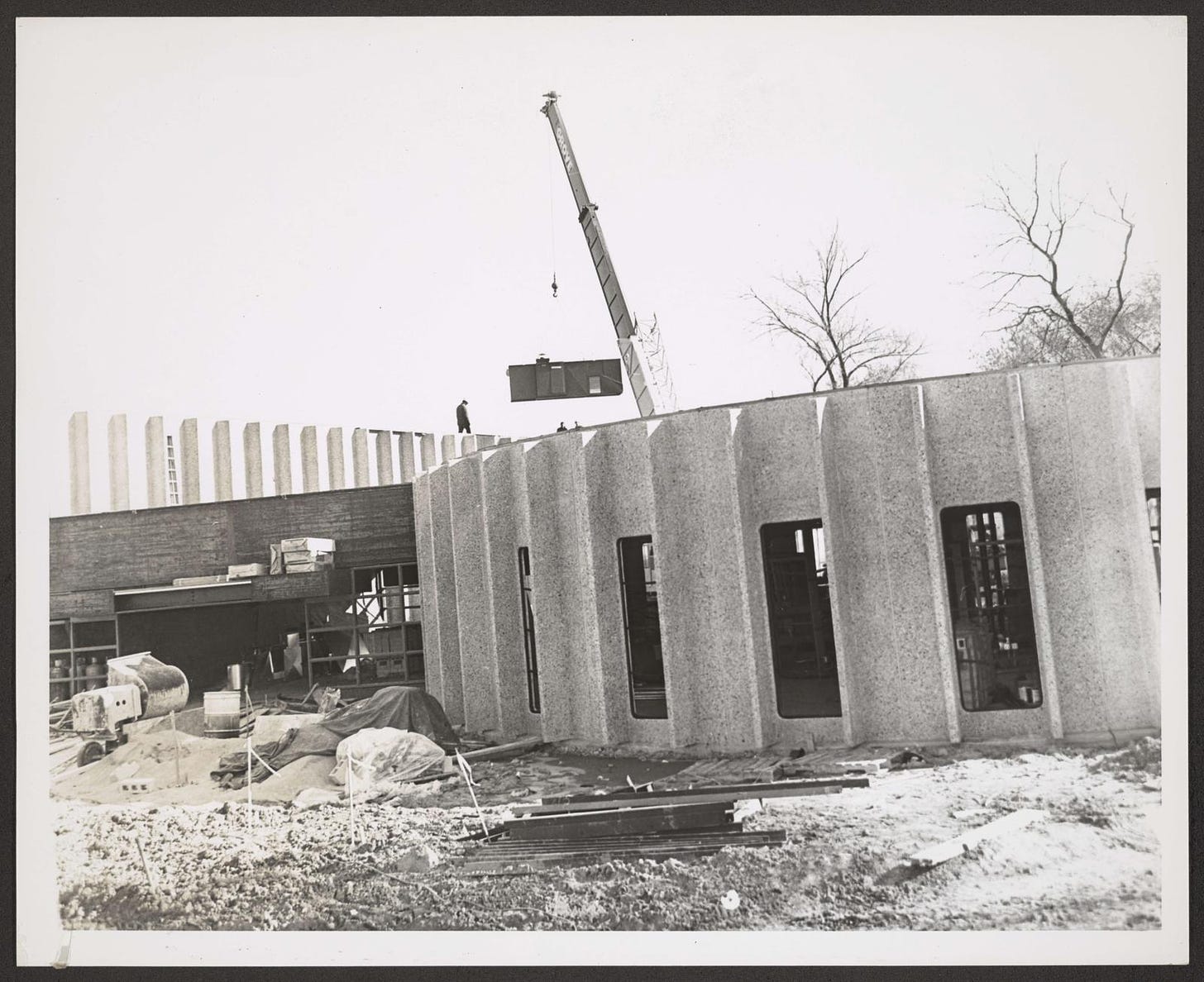 McGuane Park fieldhouse under construction on November 14, 1973. Via Chicago Collections.