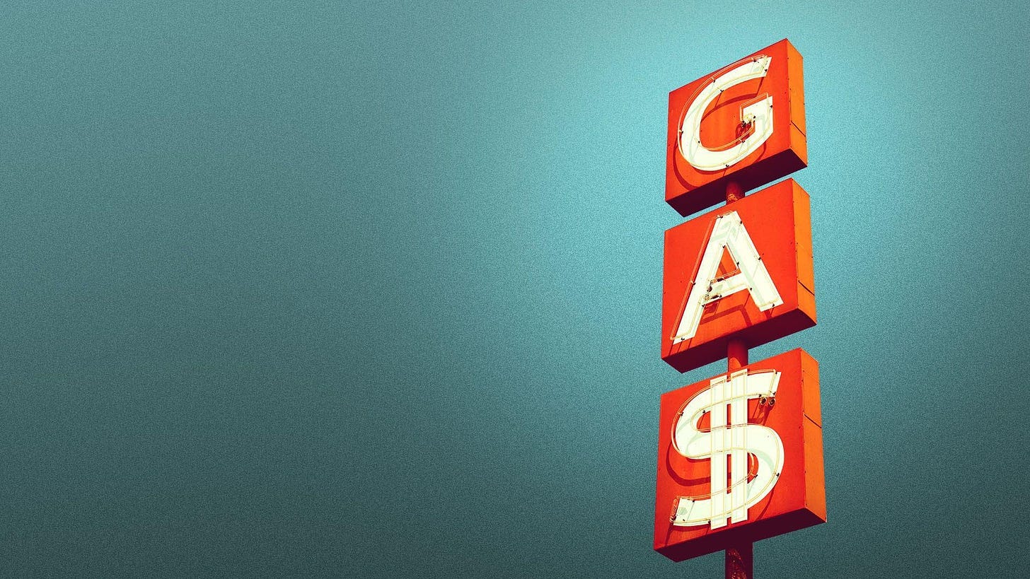 Illustration of a gas sign with a dollar sign for the 