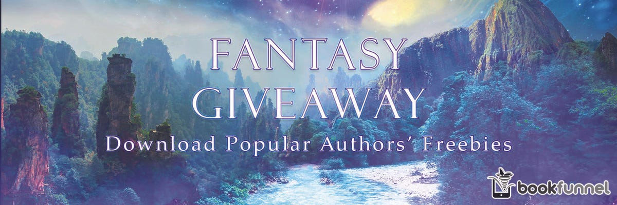 banner for second giveaway with fantastical looking gorge and forest