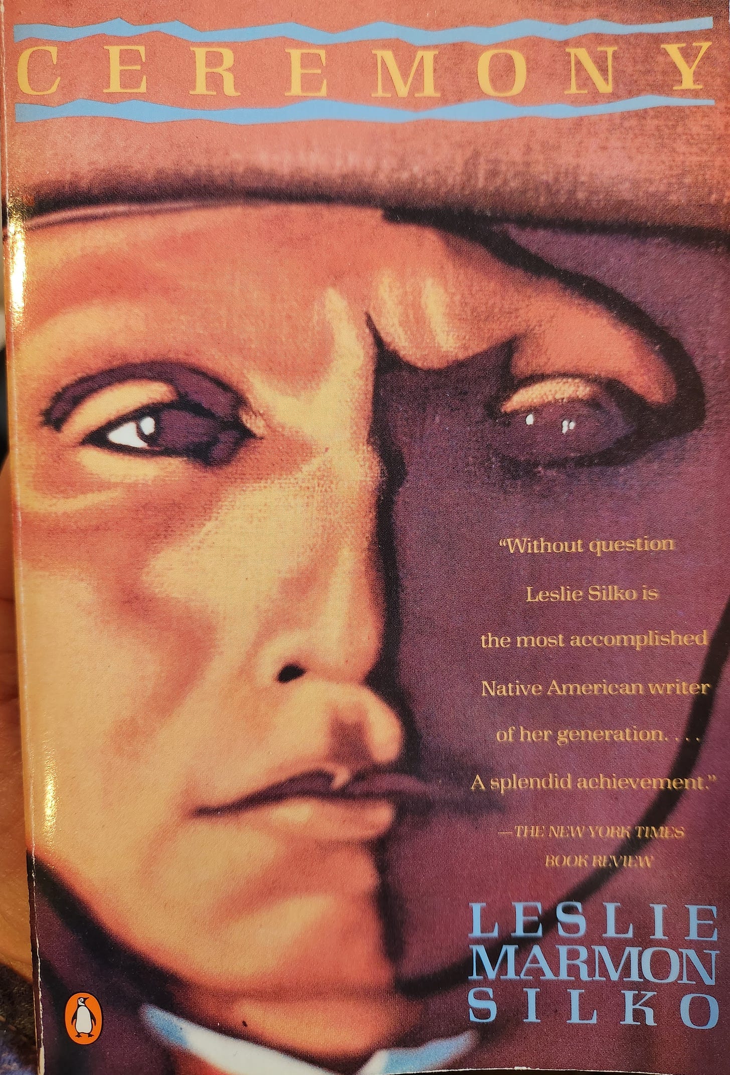 cover of ceremony by leslie marmon silko, an image of a face