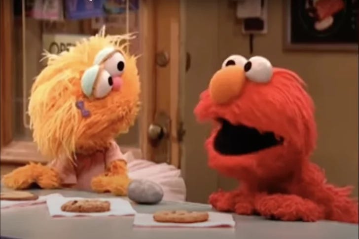 Elmo, Zoey and Rocco during the Cookie Incident