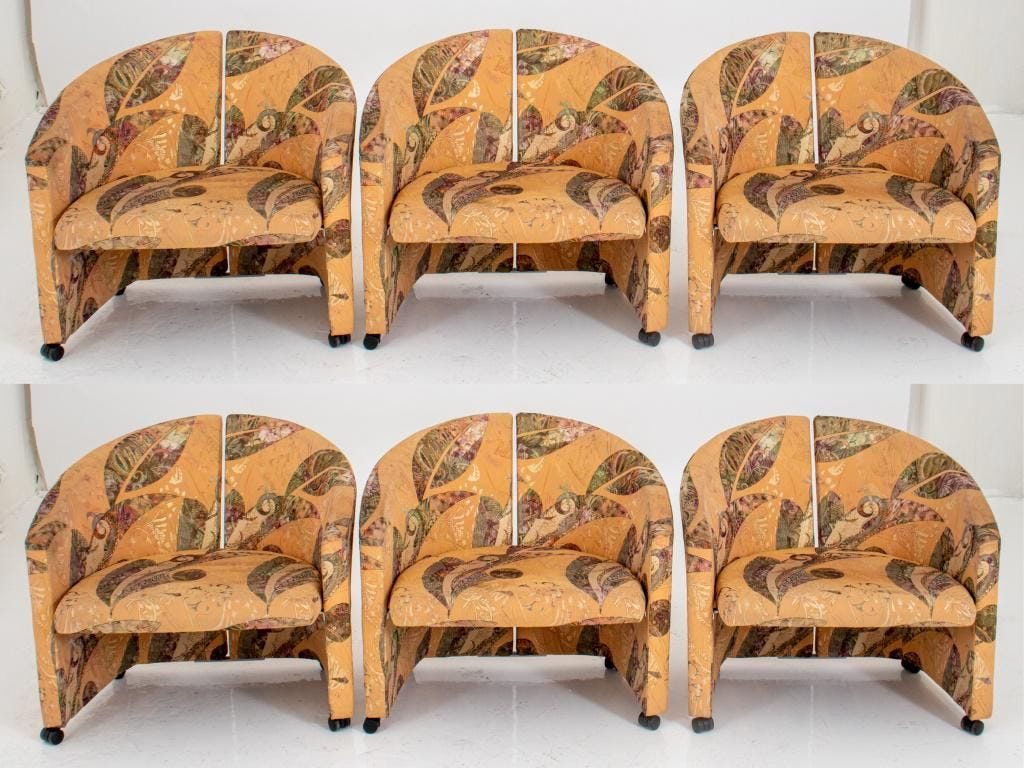 Saporiti Italia Modern "Yonkers" Barrel Chairs, 6