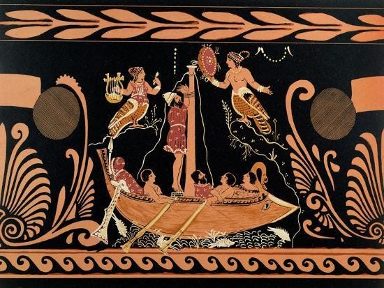 Ulysses and the Sirens, Illustration from an Antique Greek Vase' Giclee  Print | AllPosters.com