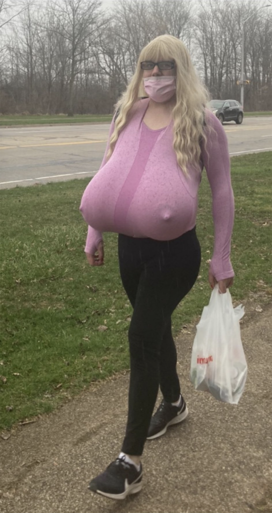 Oakville High School teacher now going viral after turning up to classes with giant fake breasts.