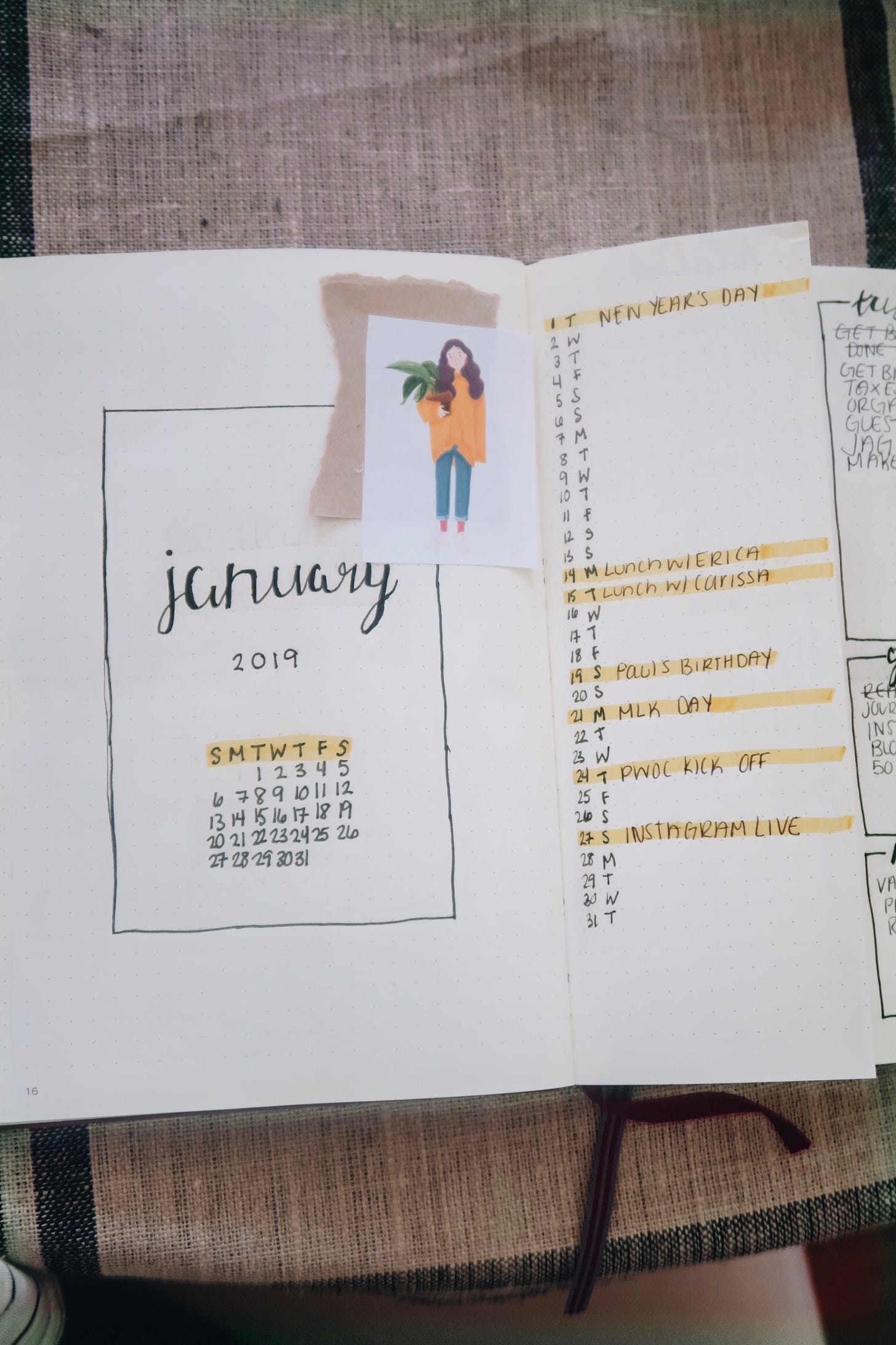 2019 Bullet Journal Setup | Monthly Spread