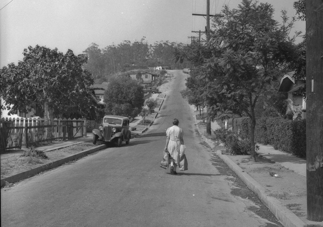1947, Chavez Ravine Woman Walking