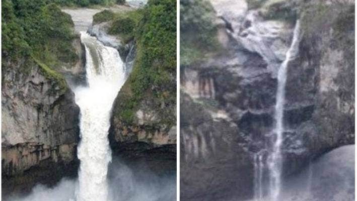 San Rafael Waterfall, before and after