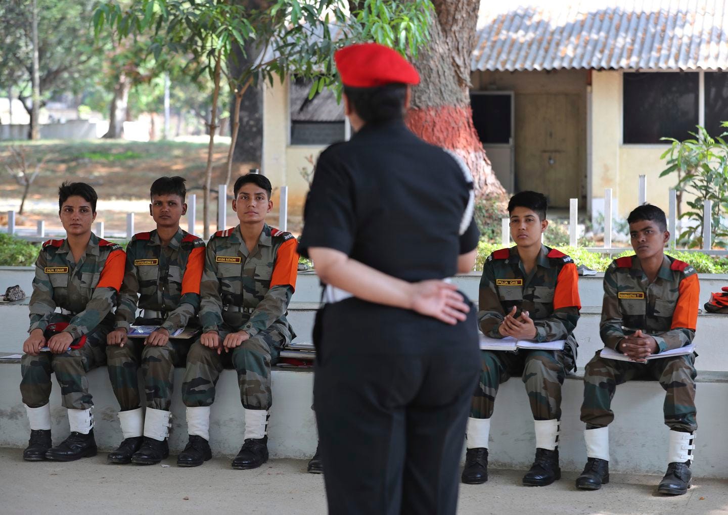 Indian army women recruits attended a class as part of their training before they are inducted as the first women soldiers below officer rank, during a media visit in Bengaluru, India. India’s top court on Wednesday allowed young women to take the entrance examination to the country's national defense academy for the first time in November, a watershed moment for them to join the armed forces as officers.