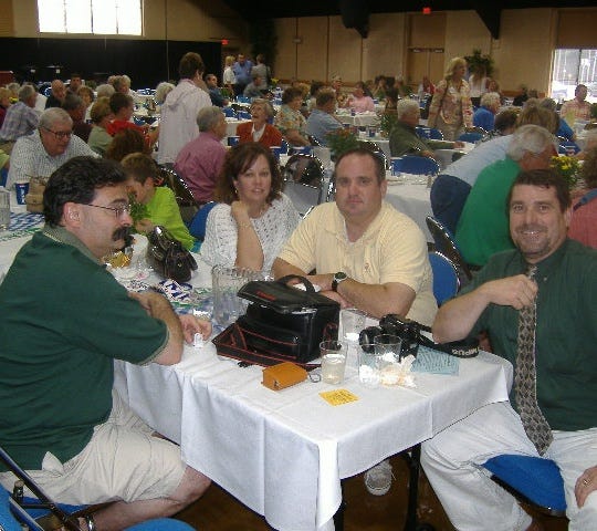 Write-in County Executive candidate Charles Jannace - a.k.a. Hadley V. Baxendale of Justice For All? -  (in green on left) with fellow blogger Joe Albero, who does National Joe-A-Graphic (in green on right). Albero is helping to finance the Jannace campaign.