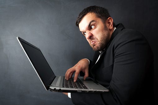 Crazy Man Using Laptop Stock Photo - Download Image Now - Anger, Social  Media, Typing - iStock