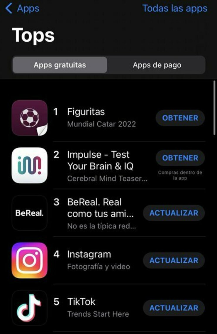 El ranking de descargas de estos últimos días en AppStrore Argentina 