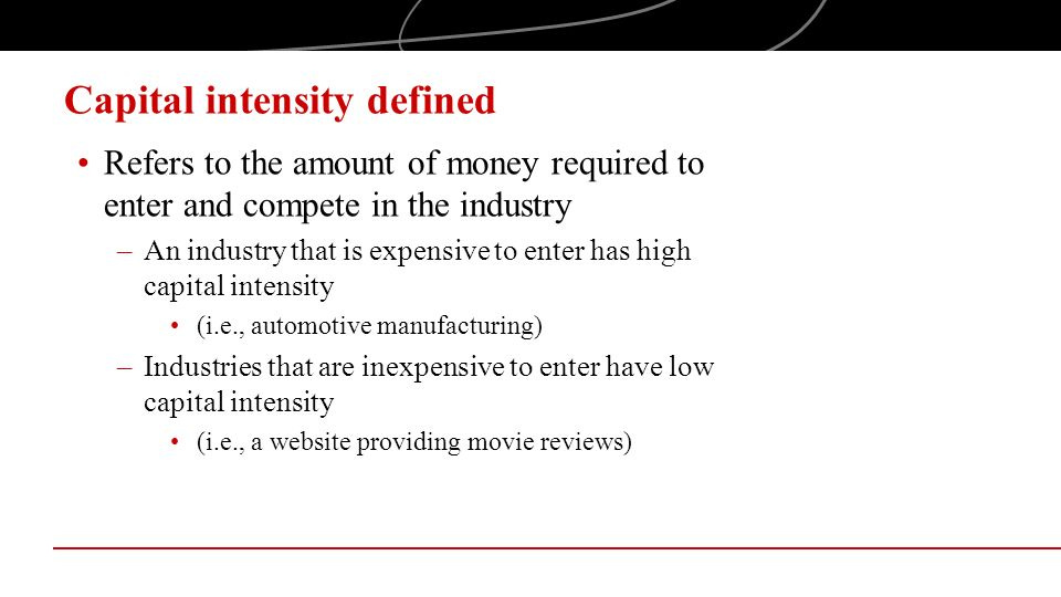 Is the industry capital intensive?. Objectives Examine industry structure,  with a focus on capital intensity, in the context of entrepreneurial  industry. - ppt download