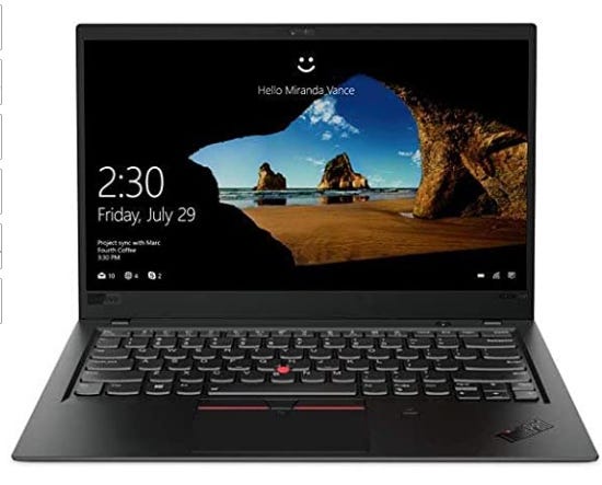 image of Lenovo ThinkPad X1 Carbon 6th Gen 14" FHD IPS Laptop i5-8250U 8GB 256GB Win10 Pro (Black) 