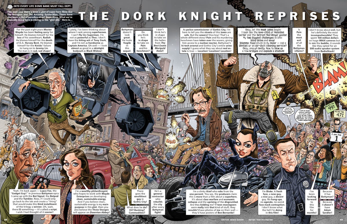 Tom Richmond's work on the Dork Knight published by MAD Magazine.