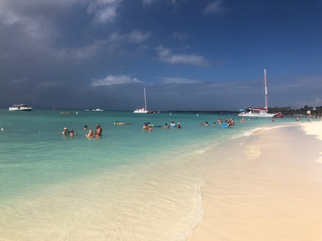Palm Beach in Aruba, a popular island getaway in the southern Caribbean.