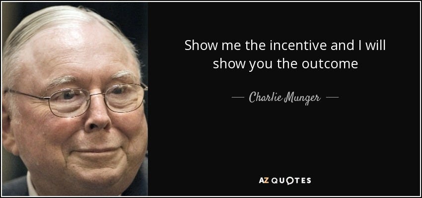 Charlie Munger quote: Show me the incentive and I will show you the...