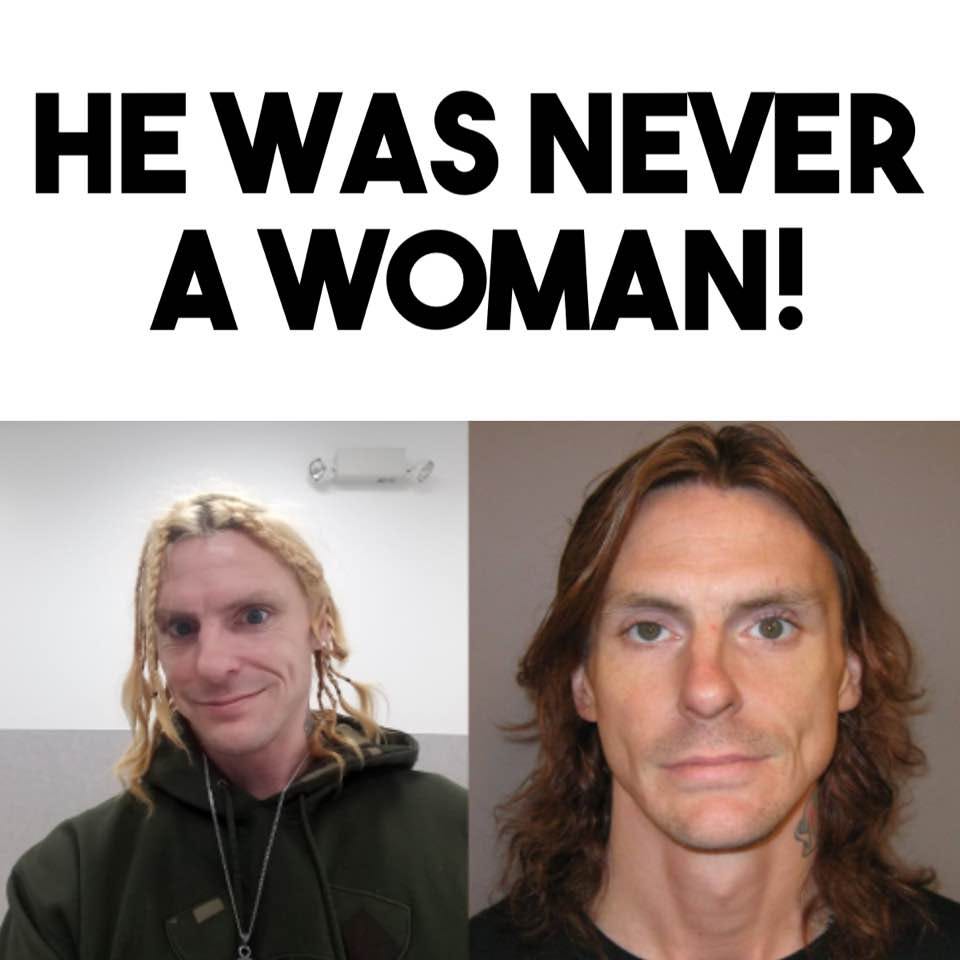 May be an image of 2 people and text that says 'He WAS NEVER A WOMAN!'