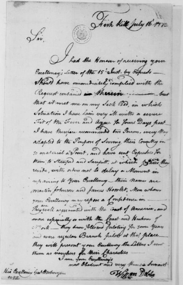 Letter from William Dobbs to George Washington