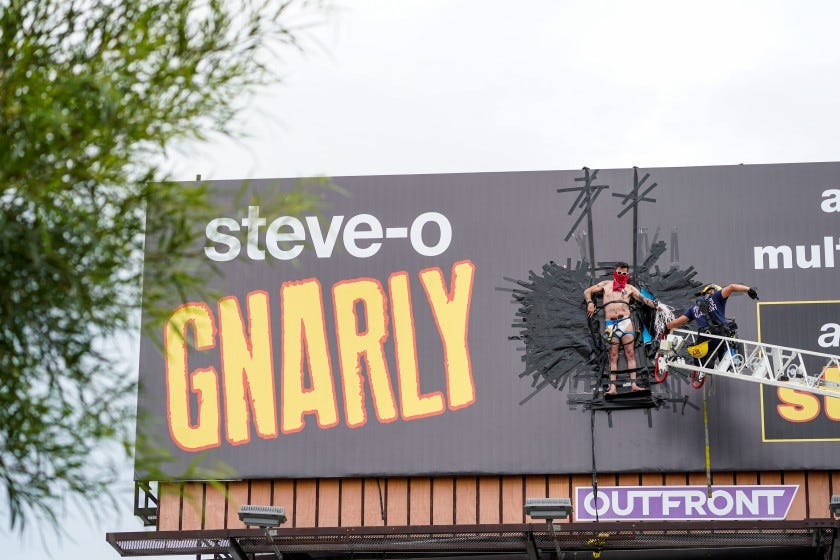 Steve-O duct tapes himself to L.A. billboard for promo stunt - Los Angeles  Times