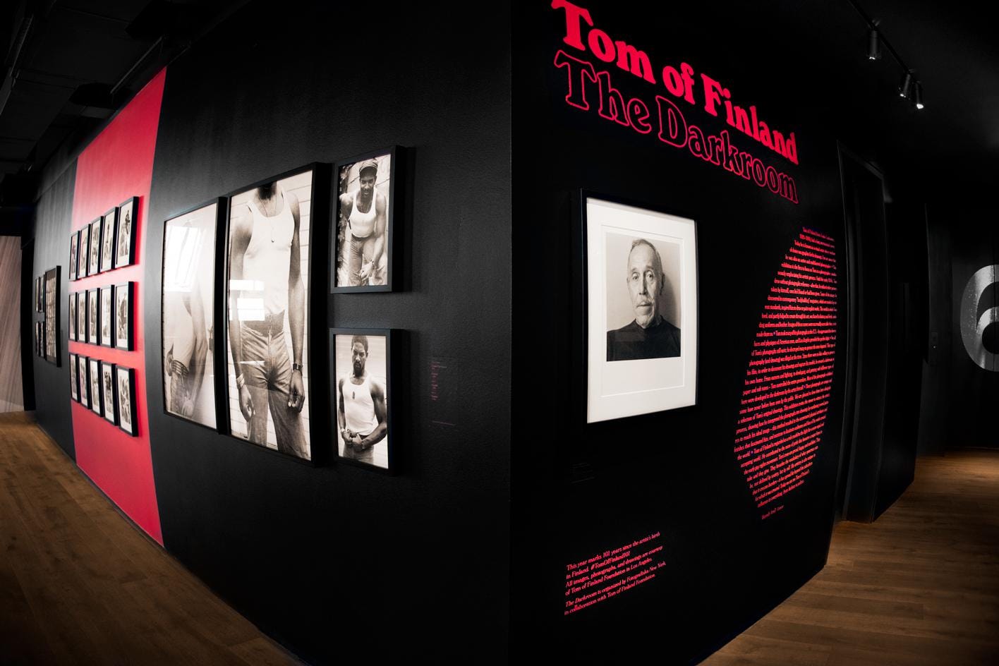 A photo of ‘The Darkroom’ Tom of Finland exhibition at Fotografiska New York in collaboration with the Tom of Finland Foundation 
