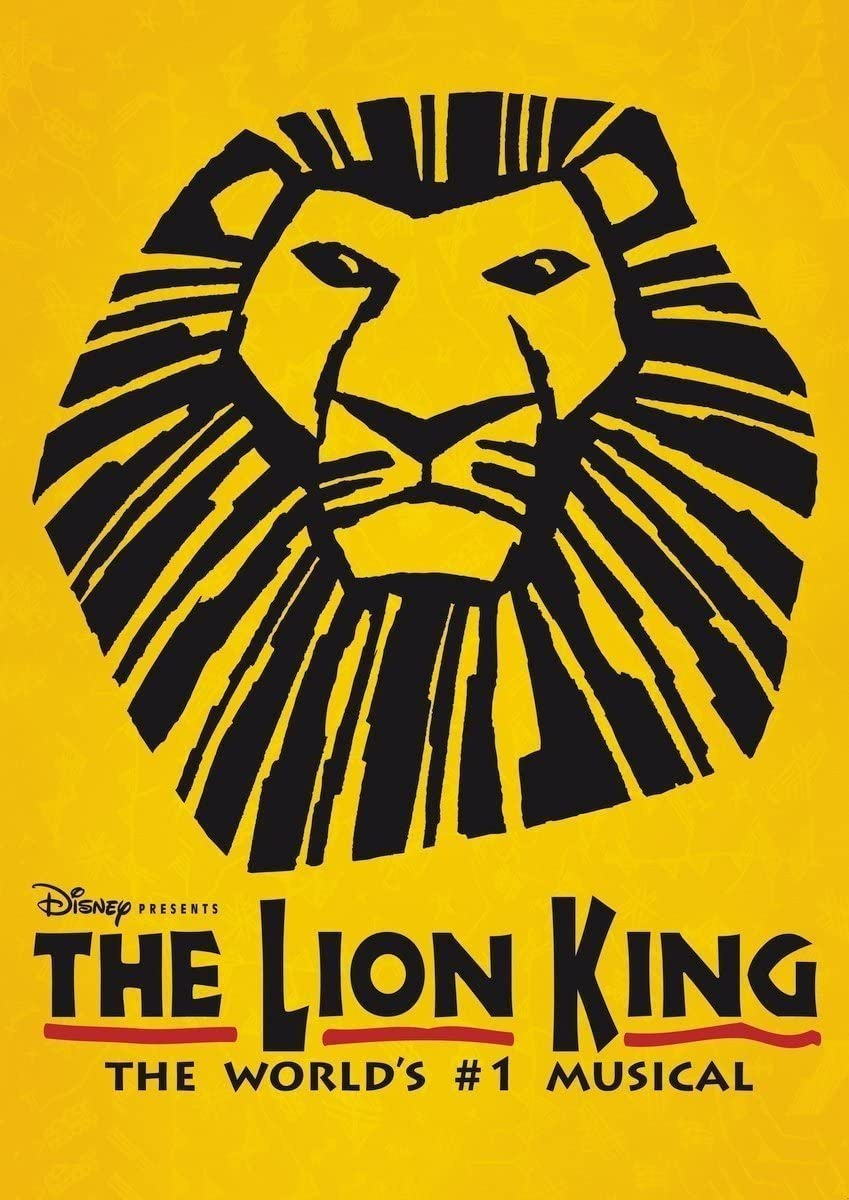 Imagem promocional do musical “O Rei Leão”, com as fontes Neuland e Lithos