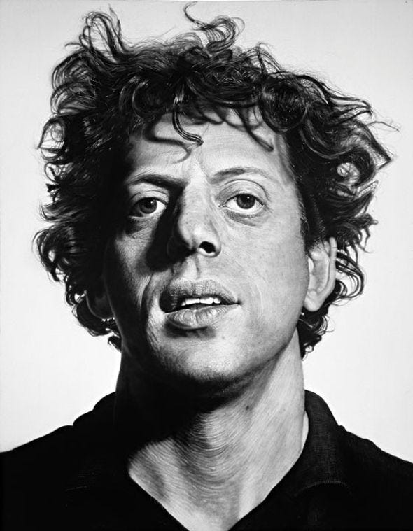 Well known portrait of a young Phillip Glass | Chuck close ...