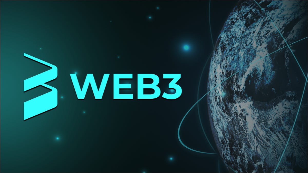 A "Web3" logo in front of a globe.