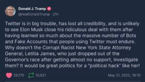 trump truth social post about twitter