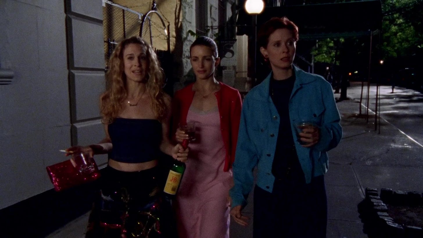 J&amp;B Scotch Whisky Enjoyed By Sarah Jessica Parker As Carrie Bradshaw,  Kristin Davis As Charlotte York &amp; Cynthia Nixon As Miranda Hobbes In Sex  And The City S02E07 &quot;The Chicken Dance&quot; (1999)