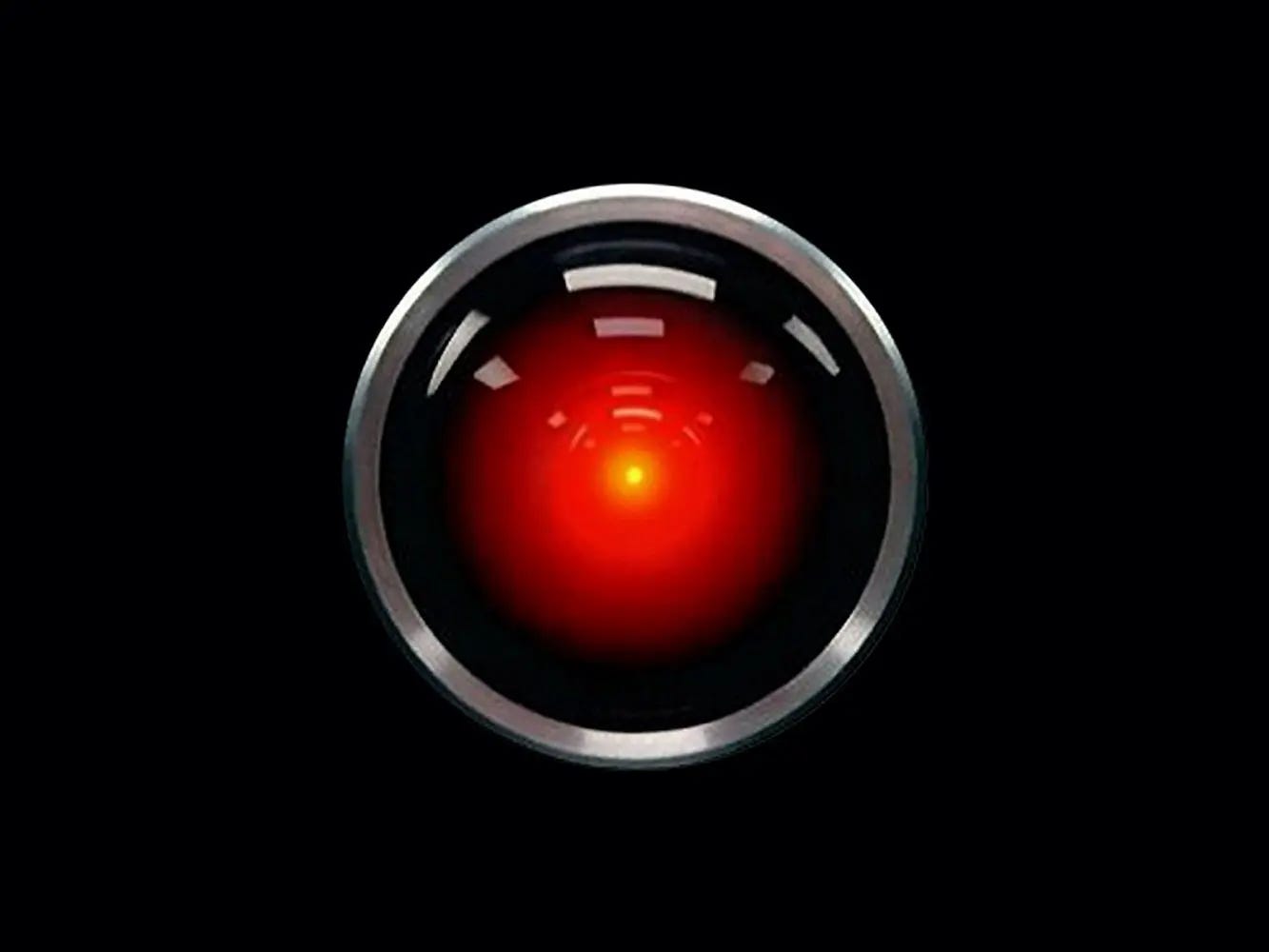 The ominous red light of the everwatching HAL 9000
