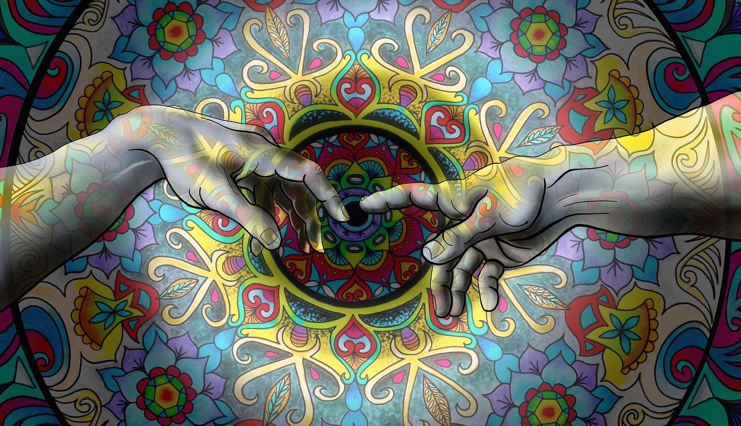 Psychedelic Art Mandala the Creation of Adam Pop Art | Etsy