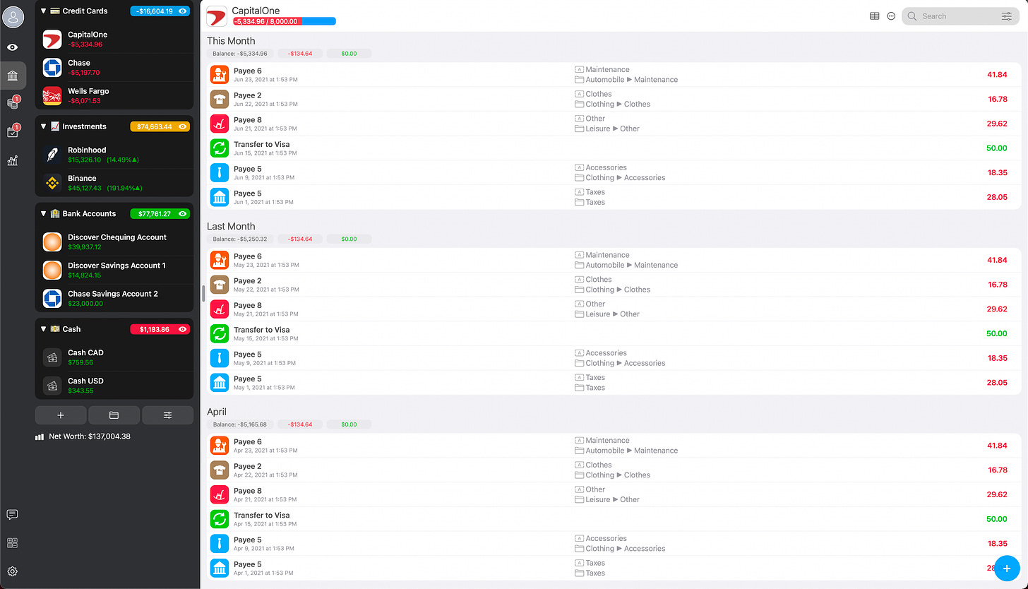 Picture of MoneyWiz dashboard